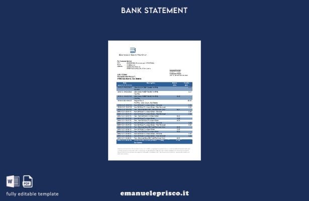 modello word di estratto conto bancario di San Marino Banca di San Marino in sti